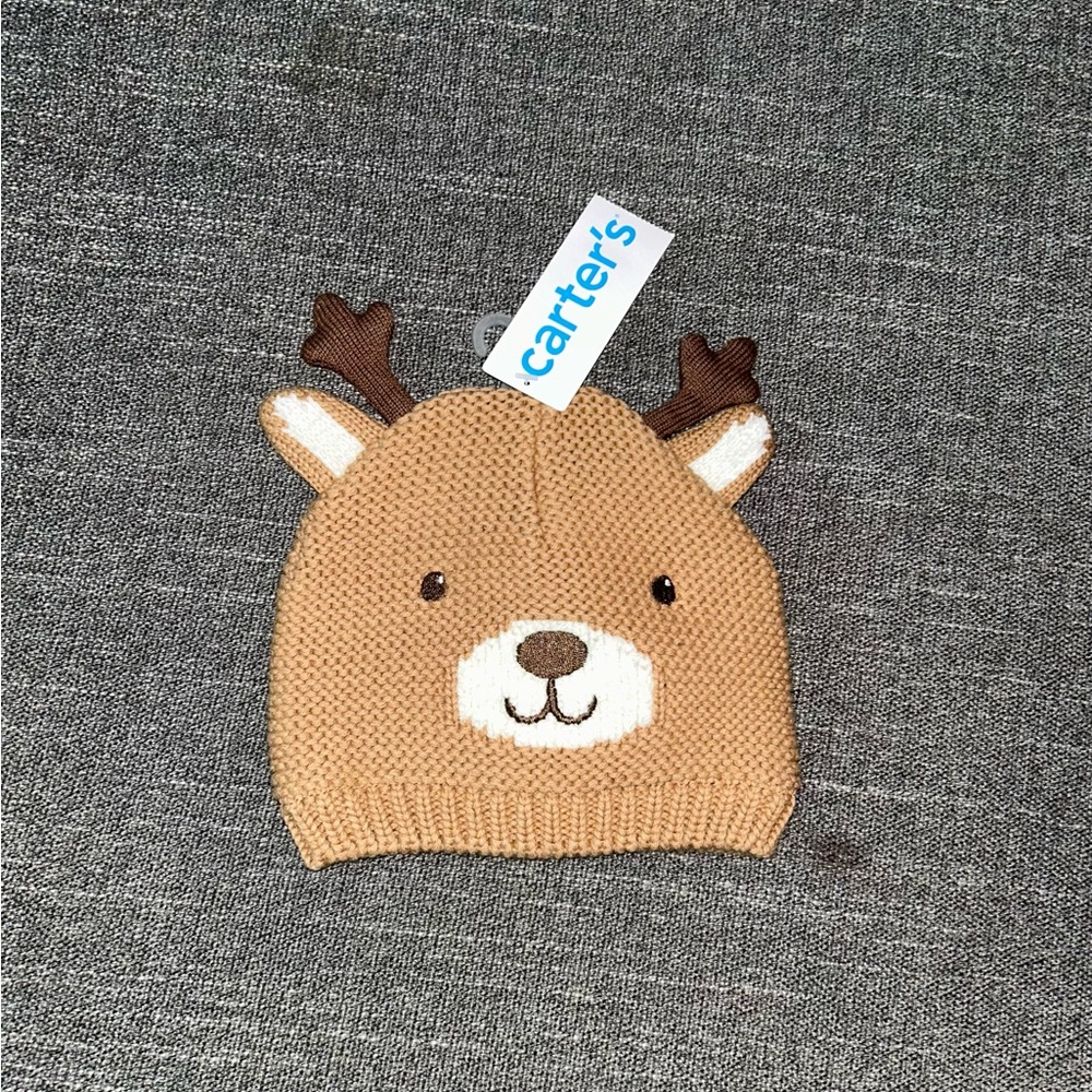 Carter's Brown Reindeer Knit Hat
